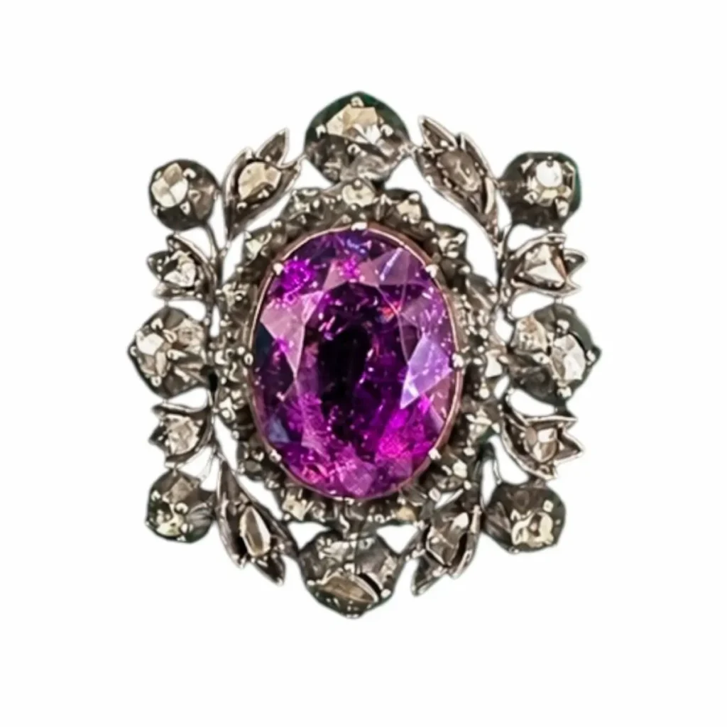 Silberbrosche mit Amethyst