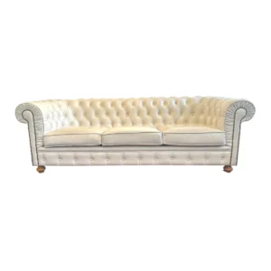 Chesterfield Ledersofa Diamond Weiß 3-Sitzer