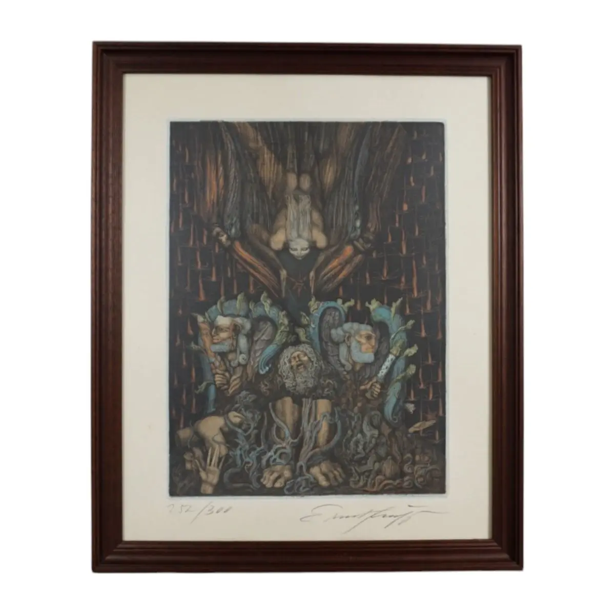 Ernst Fuchs „Adams Zerstörung und Verheißung“ Farbradierung