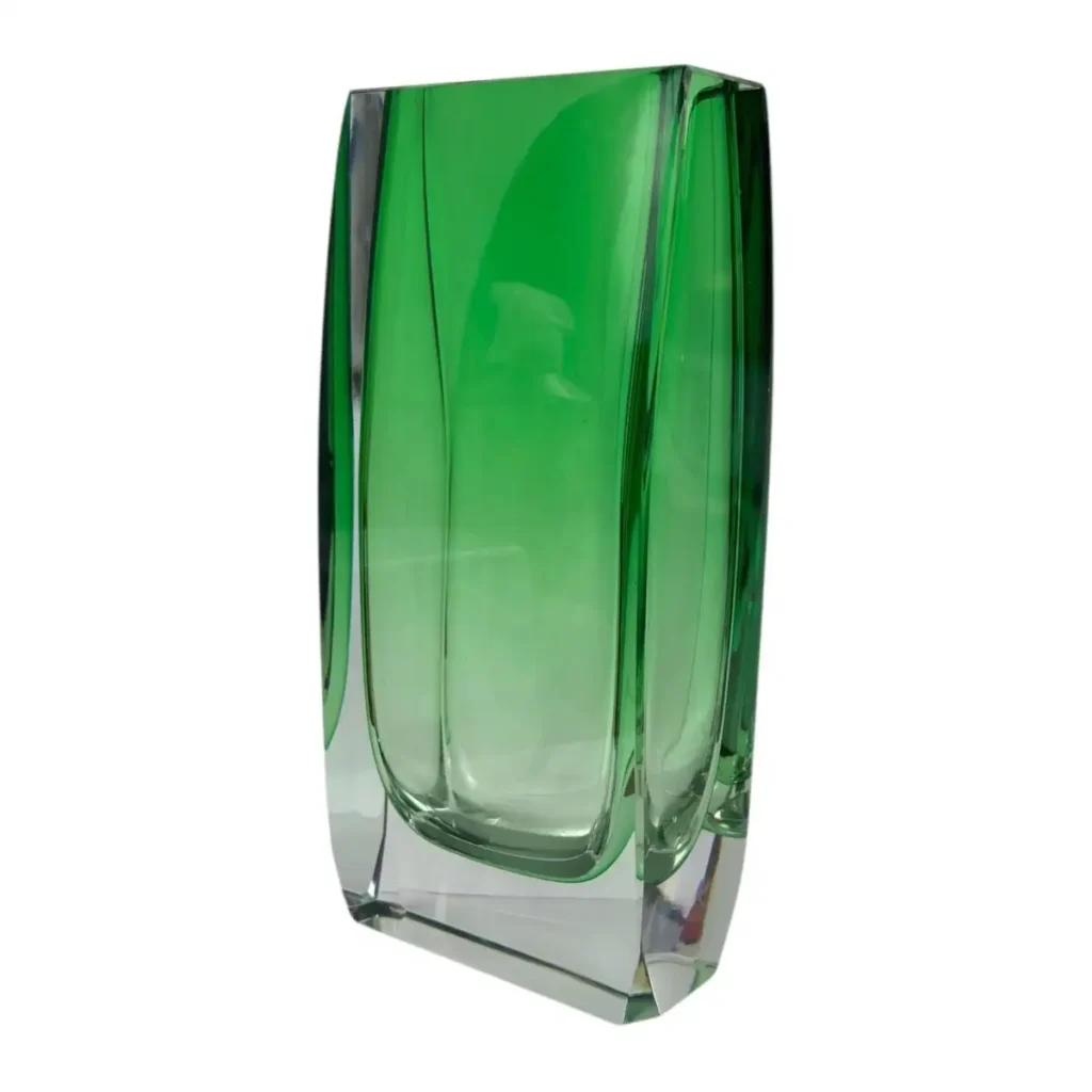 Murano Glasvase aus grünem Kristallglas, 24,7 cm