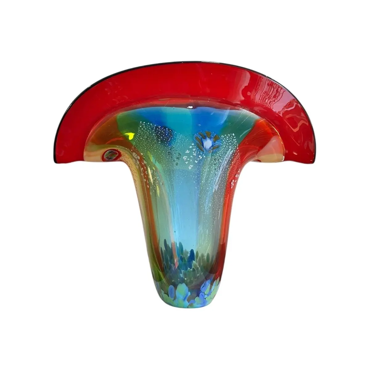 Große Murano Glasvase in Multicolor mit Luftblasen-Dekor