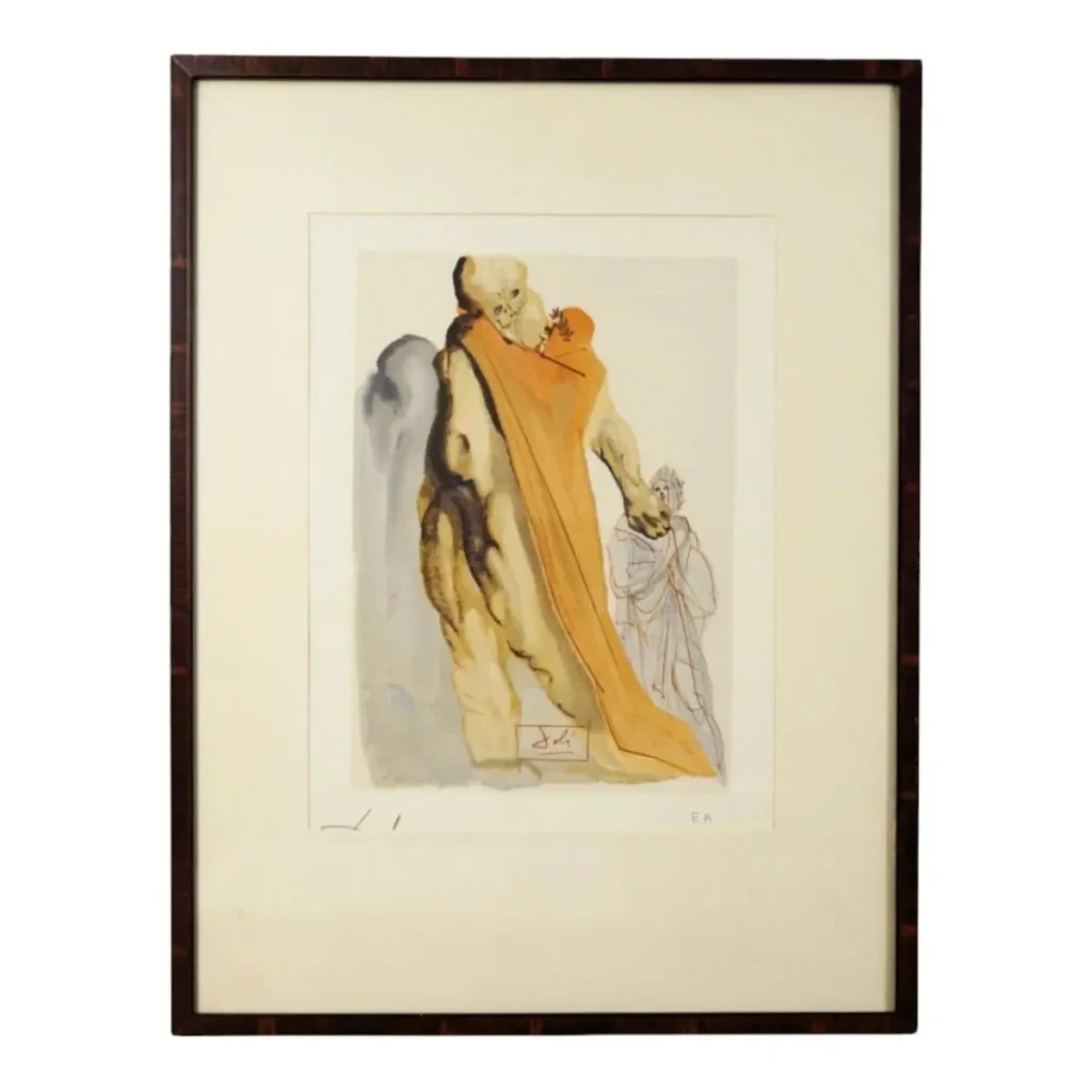 Salvador Dalí EA Farblithografie handsigniert mit Holzrahmen