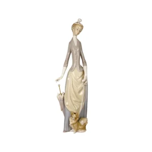Lladró Porzellanfigur „Frau mit Hund“ – Dame mit Regenschirm