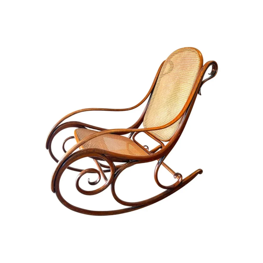 Michael Thonet Schaukelstuhl – Bugholz mit Wiener Geflecht