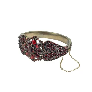 Vintage Granat Armreif mit roten Steinen – Historisierender Schmuck