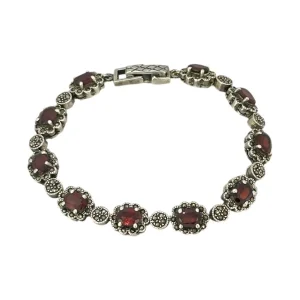 925 Silber Armband mit Granat und Markasit – 20 g