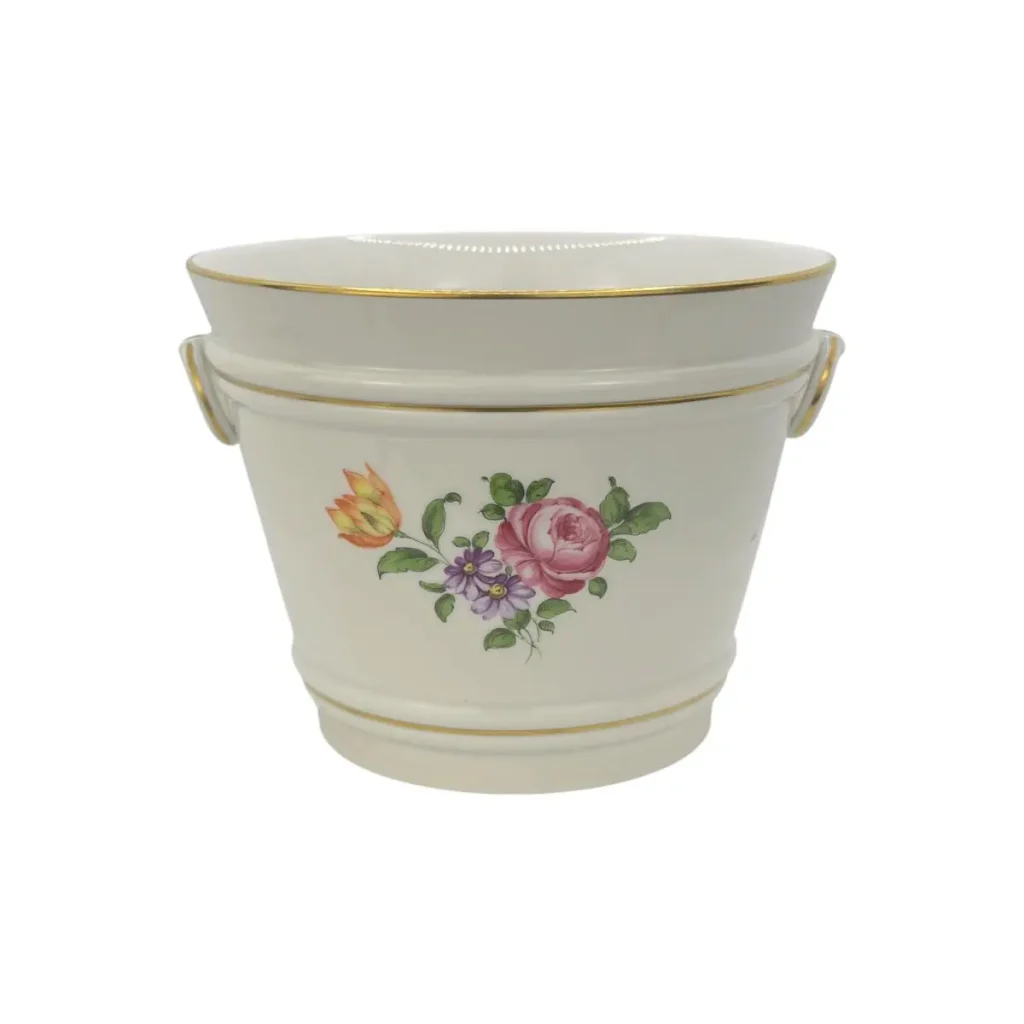 Augarten Wien Porzellan Übertopf mit Blumendekor – 5052 – 17 cm