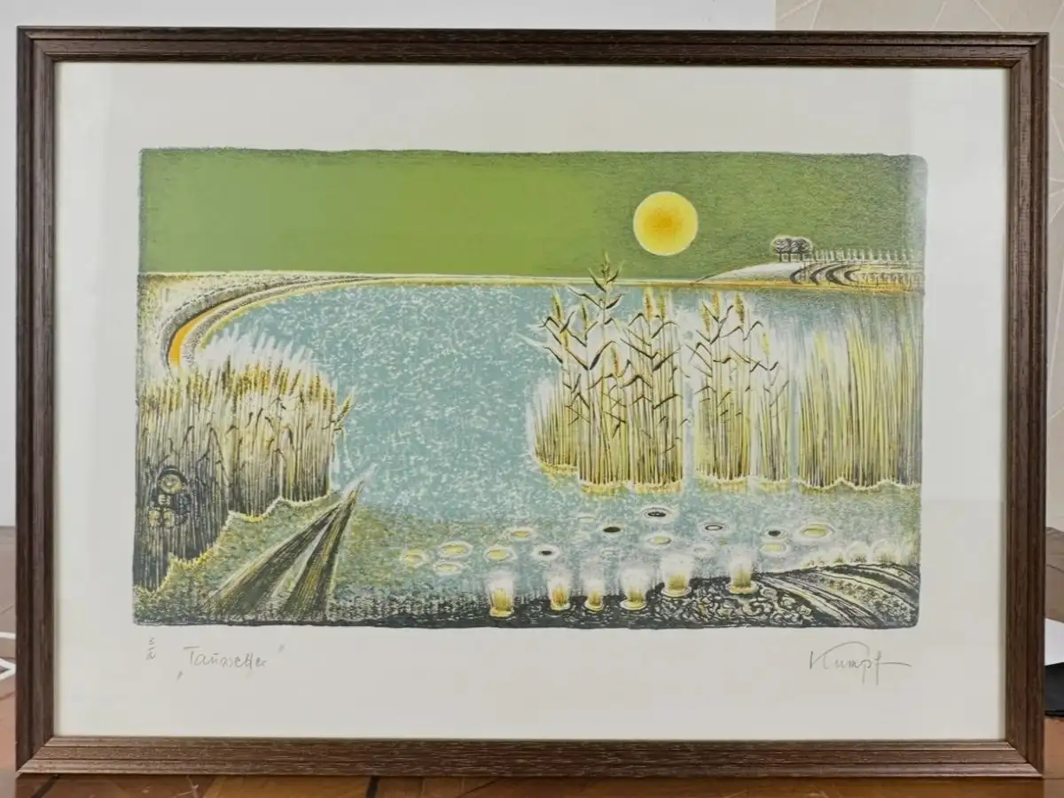 Kumpf Lithografie: Signatur und Nummerierung am unteren Blattrand