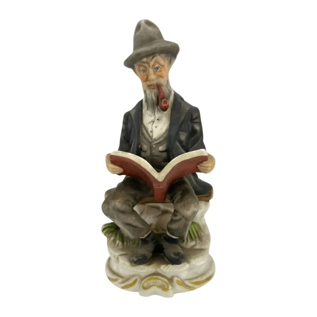 Alt Wien Porzellanfigur Pfeifenraucher beim Lesen – Bindenschildmarke