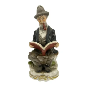 Alt Wien Porzellanfigur Pfeifenraucher beim Lesen – Bindenschildmarke