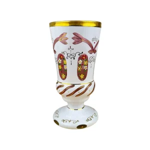 Böhmische Glasvase mit Emailmalerei und Golddekor – 17 cm