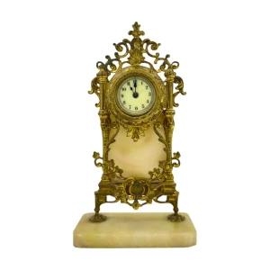 Historismus Kaminuhr mit Alabaster und vergoldetem Metall – W259184