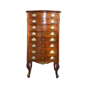 Louis XV Rokoko Stil Hochkommode mit 8 Schubladen und Porzellanmedaillons